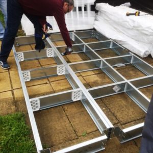 Installation of a Liniar galvanised steel sub-frame for uPVC decking