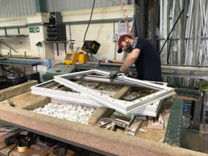 Liniar windows for the bus being manufactured 