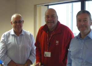 Steve Lindop (centre) of the National Trust meets Les Paternoster (left, Liniar's Technical Sales Manager) and Mark Sims (Liniar Sales Director)