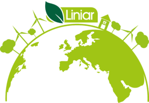 Green sustainable planet with Liniar logo